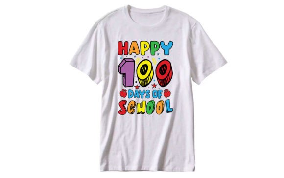 Happy 100 Days of School Typography: Graphics for T-Shirt Designs