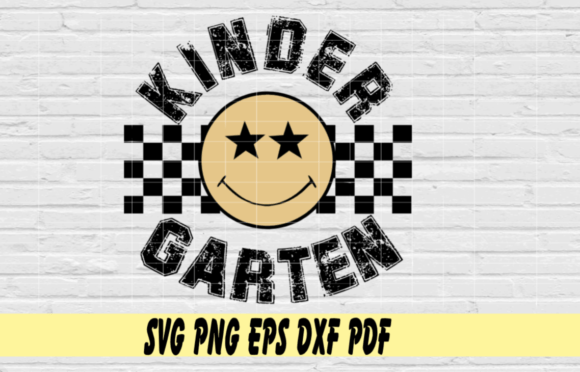 Kindergarten Retro Smiley Face Checkered Graphics for Crafts